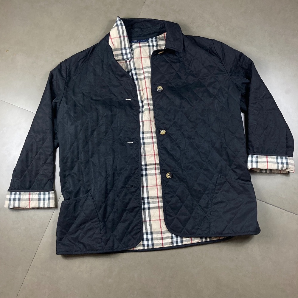 Vintage Black Burberry Quilted Nova Check Jacket